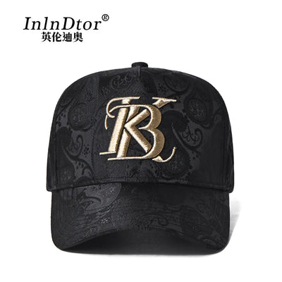 2024 Fashion Embroidery High top Baseball Cap Men's cashew print outdoor casual Cap face Trim four seasons