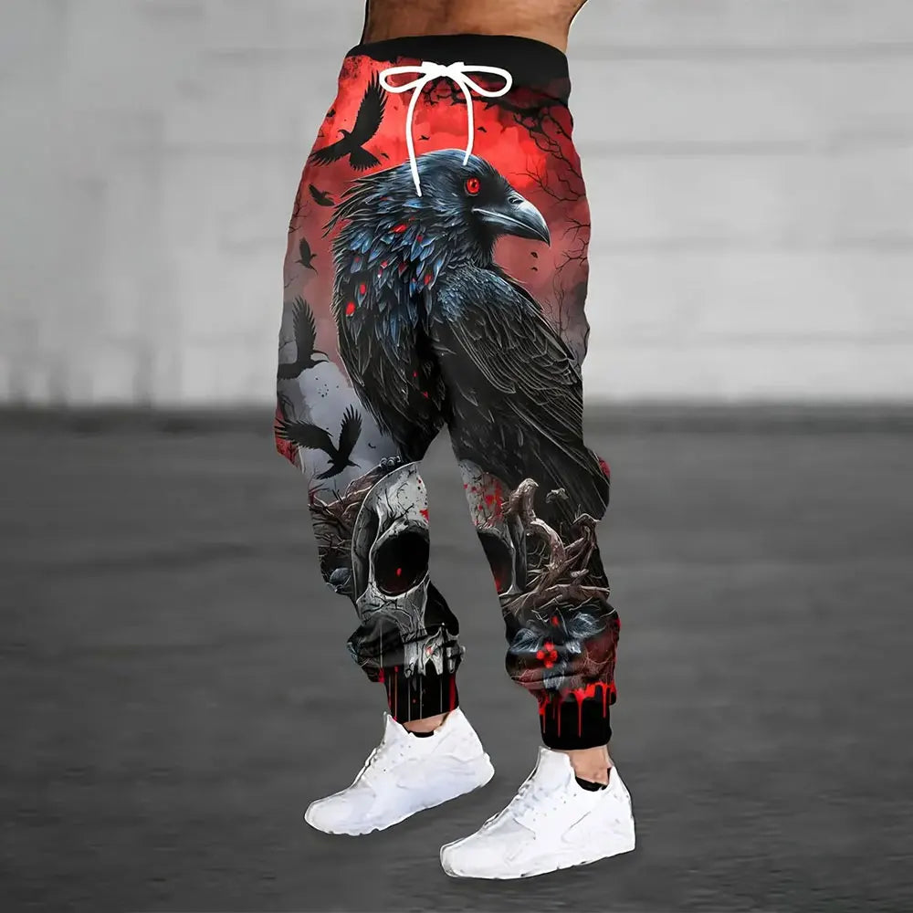 Men'S Loose Casual Pocket Drawstring Sweatpants Winter New Thick Warm Fashion Skull And Sickle Print Pants Men'S Tracksuit Pants