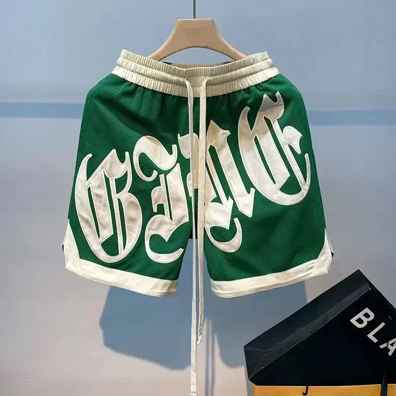 European and American Popular High Street Embroidery Jogging Women Short Hip-hop Goth Loose Wide-leg Pants Couple Classic Shorts