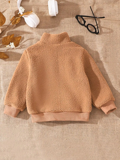The Military Green Plush Sweatshirt For Baby Boys In Autumn And Winter Is Warm Soft Casual And Comfortable