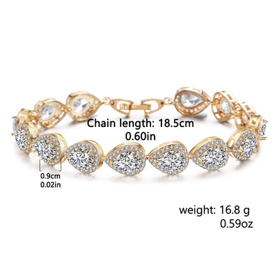 ZAKOL Classic Geometric Water Drop CZ Bracelet for Women Bridal Gorgeous Buling Zircon Party Wedding Jewelry