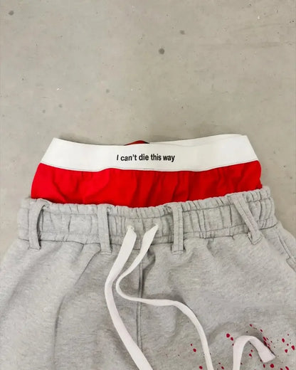 Harajuku Street Dirty style Fashion Double Waist Pants Men Women High waisted Jogger Drawstring Sweatpants Loose Cargo Trousers