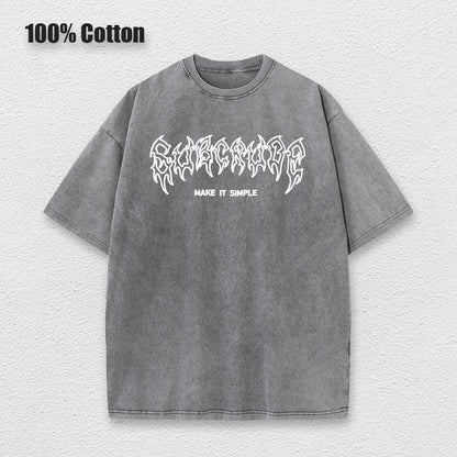 Y2k Acid Washed T Shirt Women Vintage Cotton T-shirts Harajuku Gothic Streetwear Soft Tees Girl Loose Fashion Print Tops Unisex