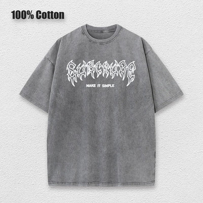 Y2k Acid Washed T Shirt Women Vintage Cotton T-shirts Harajuku Gothic Streetwear Soft Tees Girl Loose Fashion Print Tops Unisex