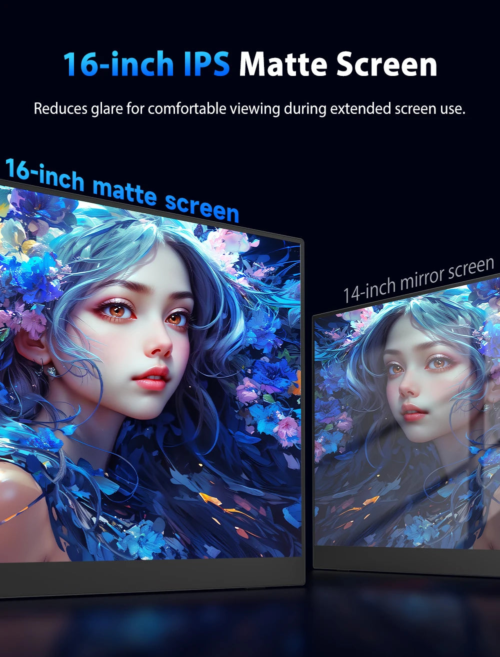 UPERFECT 16" 2K 240Hz Portable Monitor 100%DCI-P3 16:10 HDR FreeSync IPS Eye Care External Gaming Display For PC XBox PS5 Switch