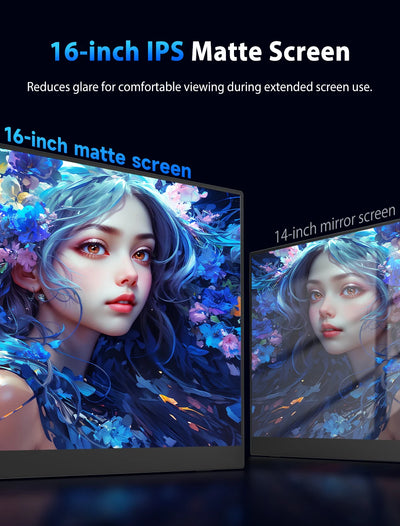 UPERFECT 16" 2K 240Hz Portable Monitor 100%DCI-P3 16:10 HDR FreeSync IPS Eye Care External Gaming Display For PC XBox PS5 Switch