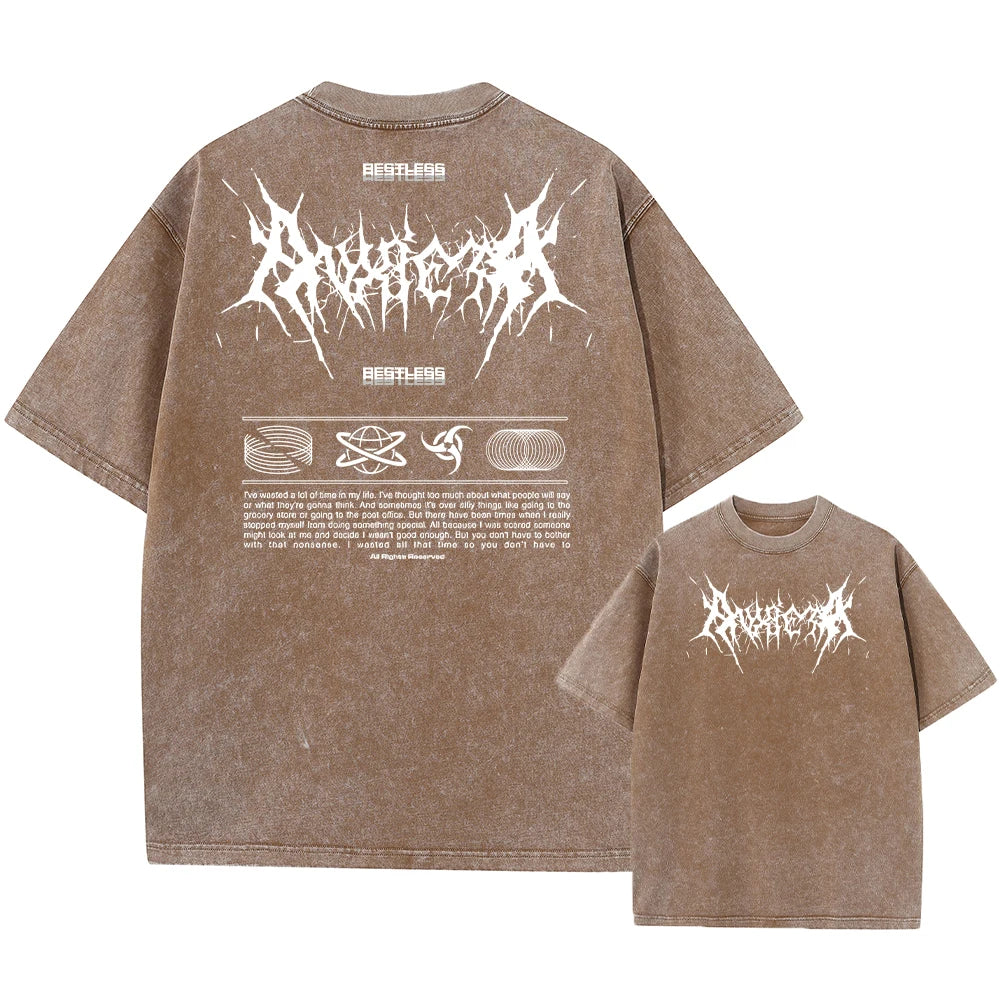 Y2k Acid Washed T Shirt Women Vintage Cotton T-shirts Harajuku Gothic Streetwear Soft Tees Girl Loose Fashion Print Tops Unisex