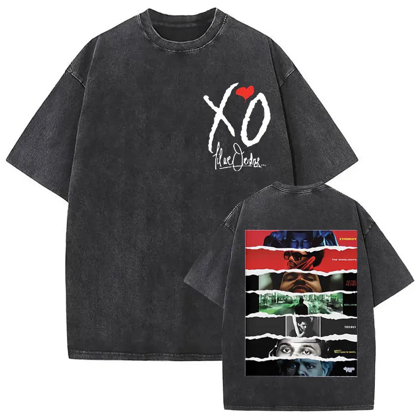 The Weeknd XO Tour 2025 Vintage Washed T Shirt Men's Women Pop Music Short Sleeve T-Shirts Rap Hip Hop Gothic Clothing T-shirts