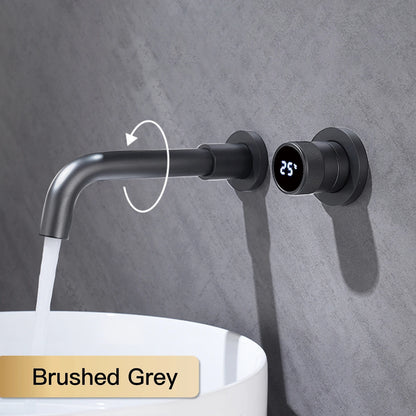 Black brass bathroom faucet Hidden intelligent digital display design Single handle 2 hole Cold & Hot dual-control basin faucet