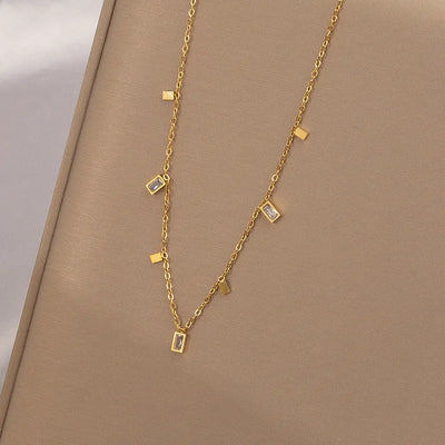 316L Stainless Steel Simple Fashion Zircon Waterdrop Pendant Necklace for Women Trendy Waterproff Chain Neck Party Jewelry Gifts