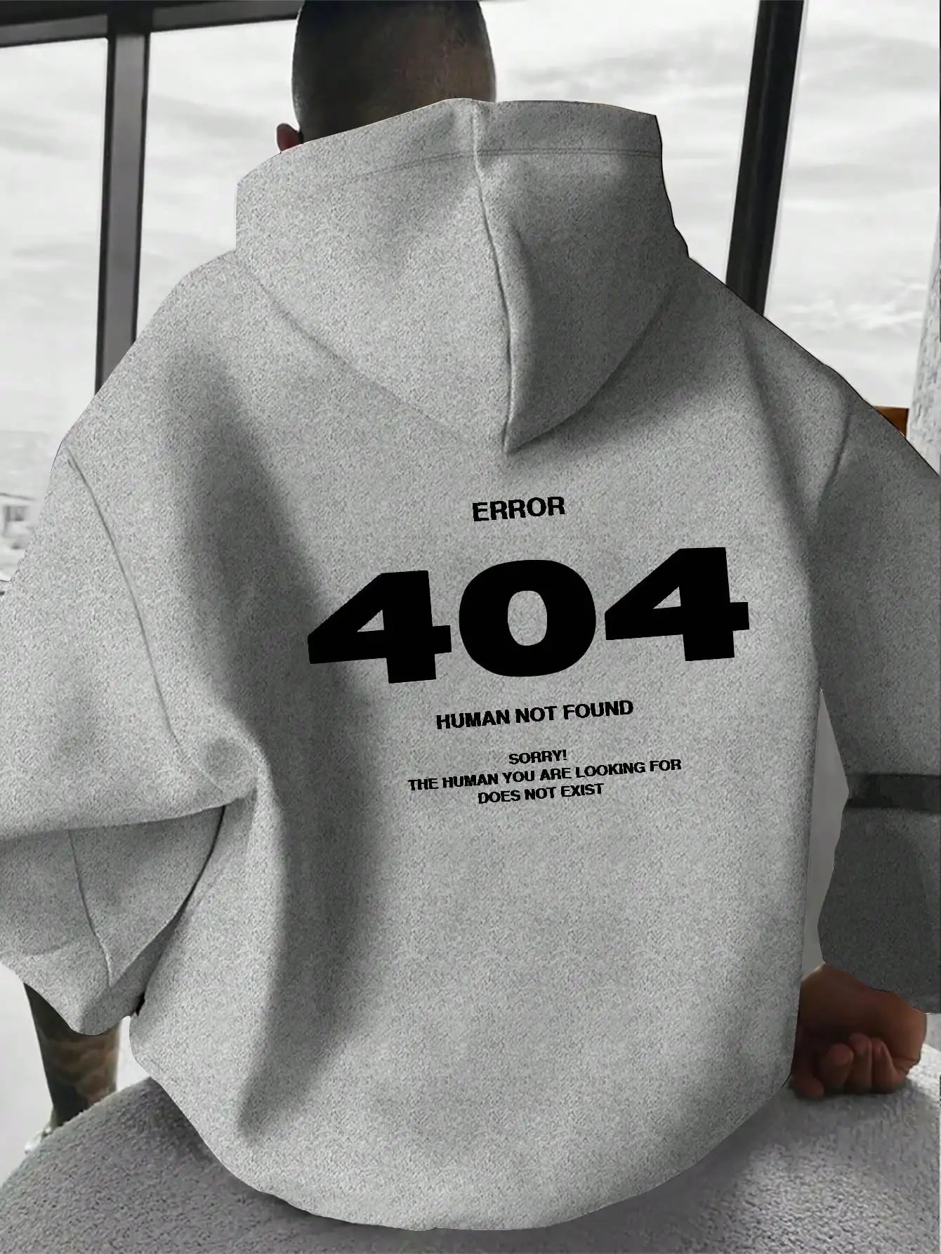 Men's hip-hop hoodie Error 404 Human Not Found Men's hoodie with number print hoodie Sweatshirt