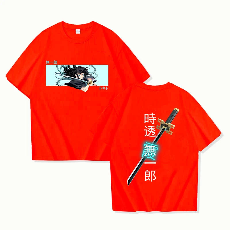 New Anime Tokitou Muichirou Print T Shirt Women Men Short Sleeve Tops Tees Summer Fashion Loose Casual T-shirt