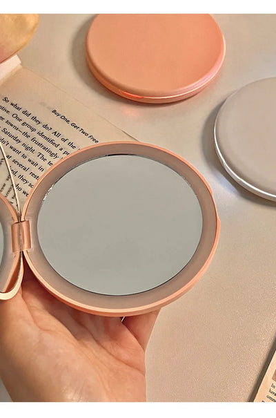 Makeup mirror portable portable small mirror with light led makeup mirror pocket mini handheld luminous folding round mirror