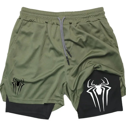 Men's  sports shorts,  spider print  compression shorts , informal, training, running, 2-in-1, Y2K order shipped directly