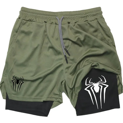 Men's  sports shorts,  spider print  compression shorts , informal, training, running, 2-in-1, Y2K order shipped directly