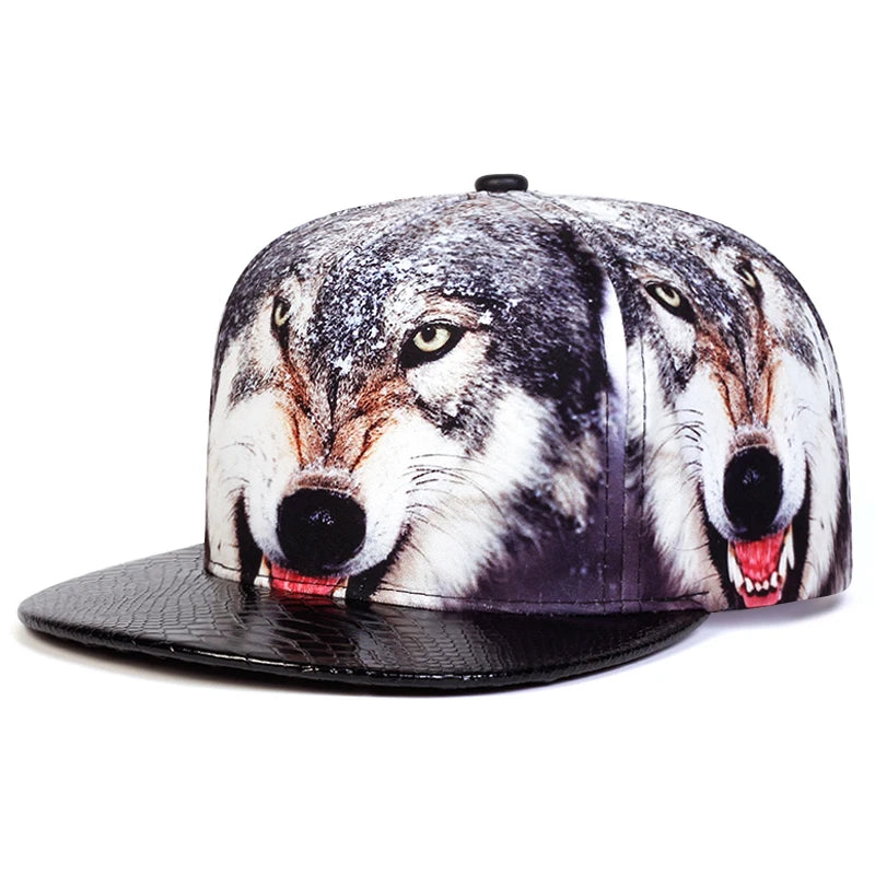 2025 Personalized New Flat brimmed Hat Printed Animal Street Hip Hop Hat Skateboarding Hat Leisure Sunshade Baseball Hat Unisex