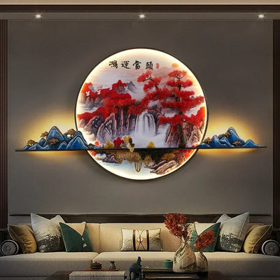 GISELLE Modern Picture Wall Light LED Chinese Creative Landscape Pine Mural Lamp For Home Living Room Study Bedroom Decor