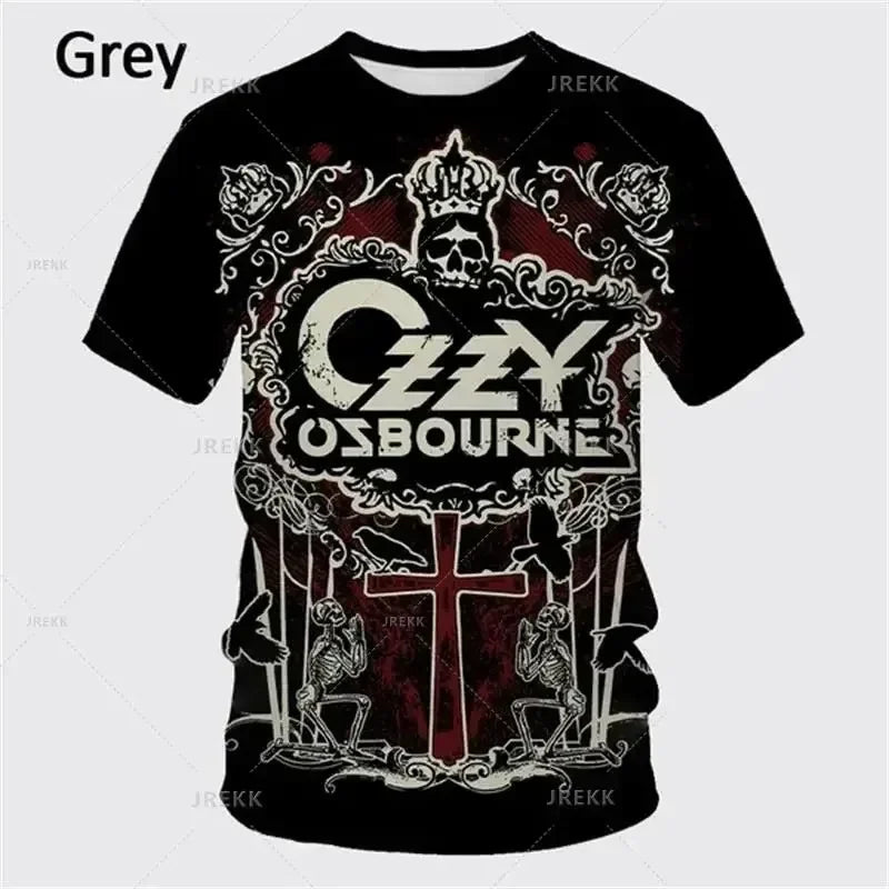 2024 Summer Pop Ozzy Osbourne Punk Band Rock Band 3D Printed T-shirt Creative Rapper Fashion Short Sleeve Casual Street Wear 6XL