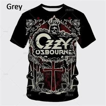 2024 Summer Pop Ozzy Osbourne Punk Band Rock Band 3D Printed T-shirt Creative Rapper Fashion Short Sleeve Casual Street Wear 6XL
