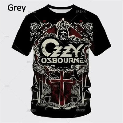 2024 Summer Pop Ozzy Osbourne Punk Band Rock Band 3D Printed T-shirt Creative Rapper Fashion Short Sleeve Casual Street Wear 6XL
