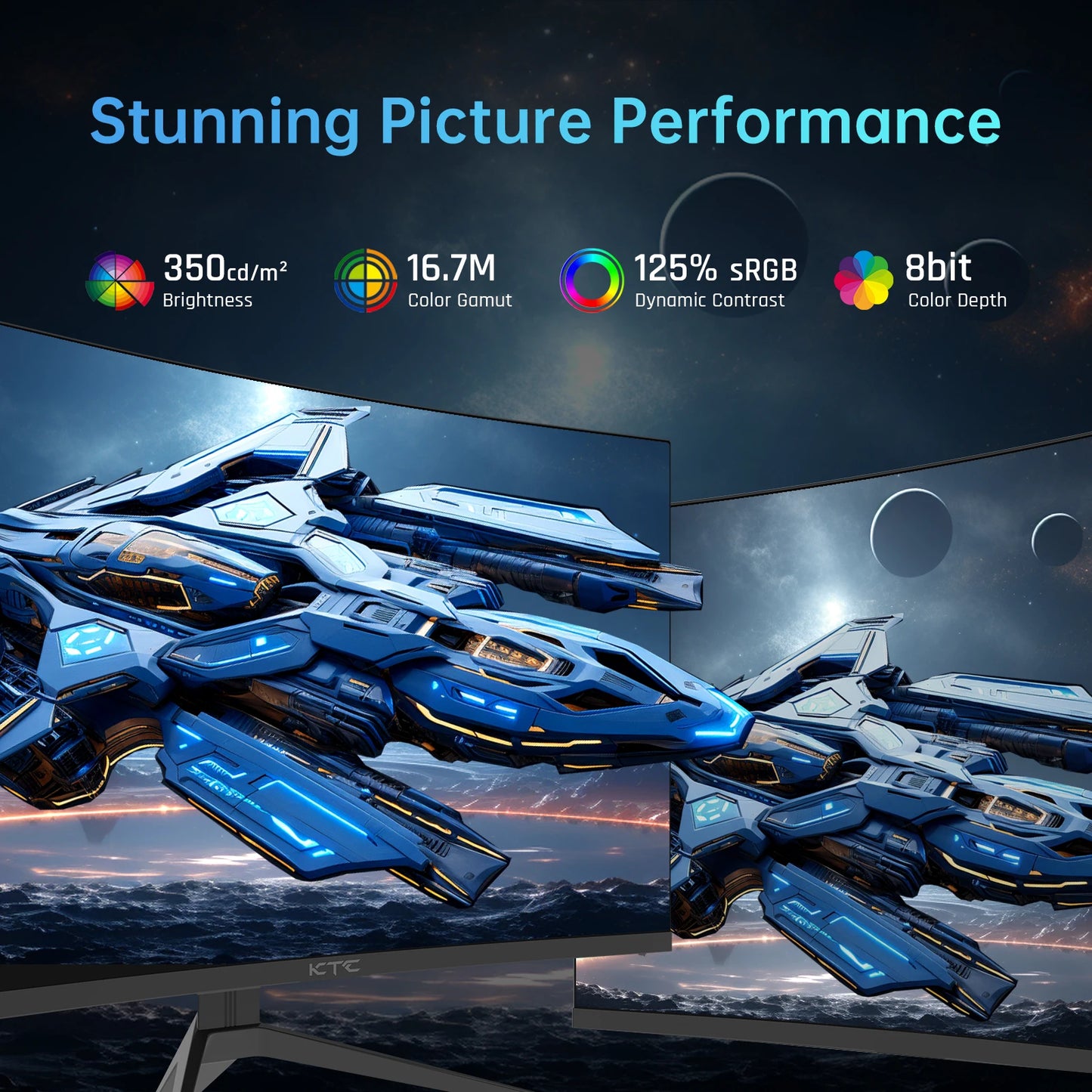 KTC 32 inch 240Hz Curved Gaming Monitor 1500R 1080P 125% sRGB 1ms, Freesync/G-sync HDR10,HDMI/DP/USB Ports VESA,Tilt Adjustable,