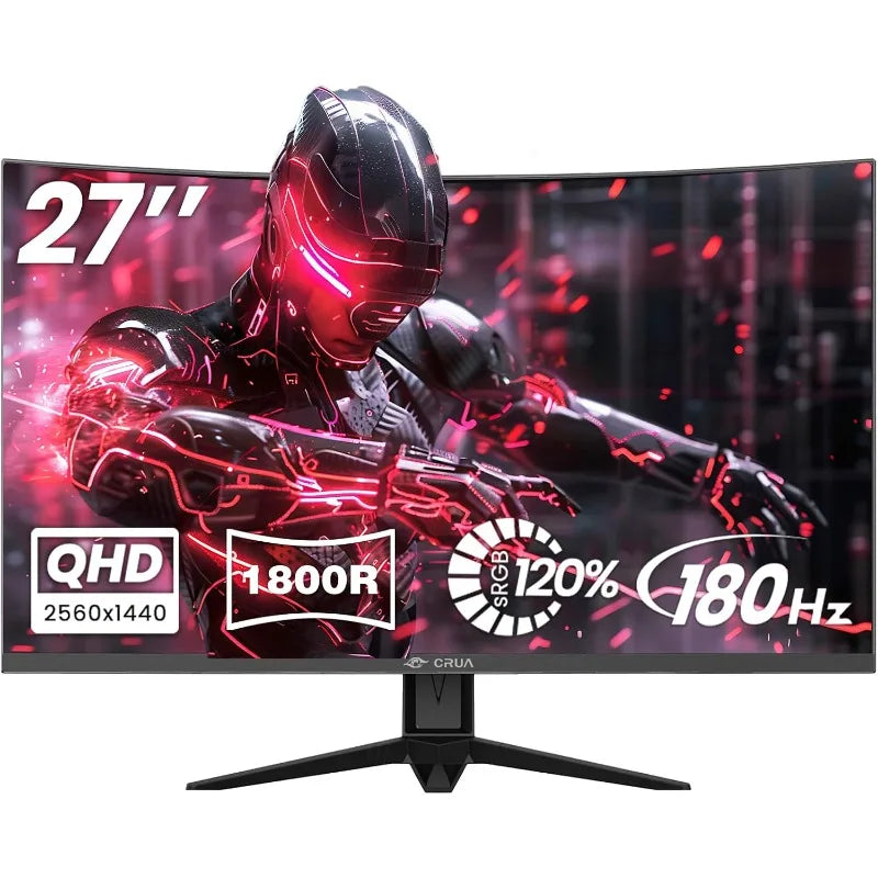 27" Curved Gaming Monitor, 2k QHD(2560*1440P) VA Screen, 1800R, 165Hz/180Hz Computer Moniter, Supports AMD Freesync, 120% s