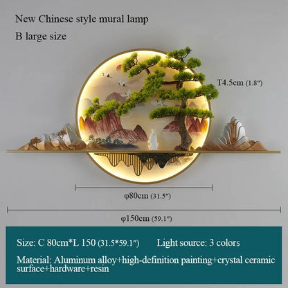 ANITA Modern LED Wall Picture Light Inside Creative Chinese Pine Landscape Mural Sconces Lamp for Home Living Bedroom Study