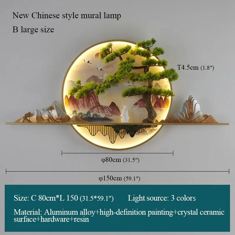 ANITA Modern LED Wall Picture Light Inside Creative Chinese Pine Landscape Mural Sconces Lamp for Home Living Bedroom Study