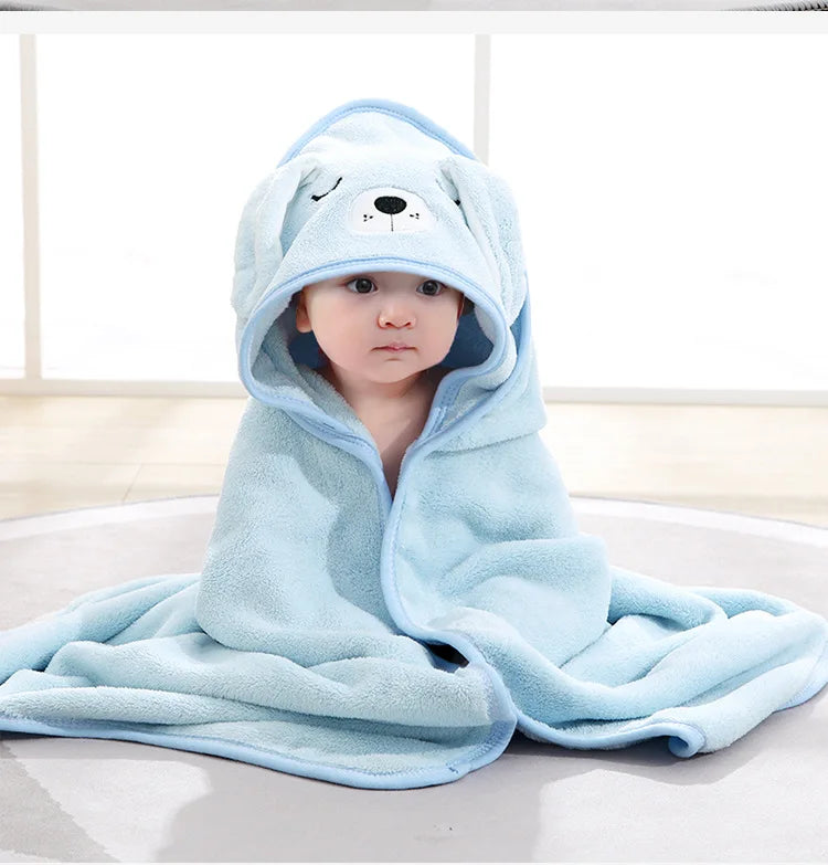 Newborn Baby Bath Towel Cartoon Baby Swaddle Kids Bathrobe Fleece Blanket Warm Sleeping Swaddle Wrap for New Born Boys Girls