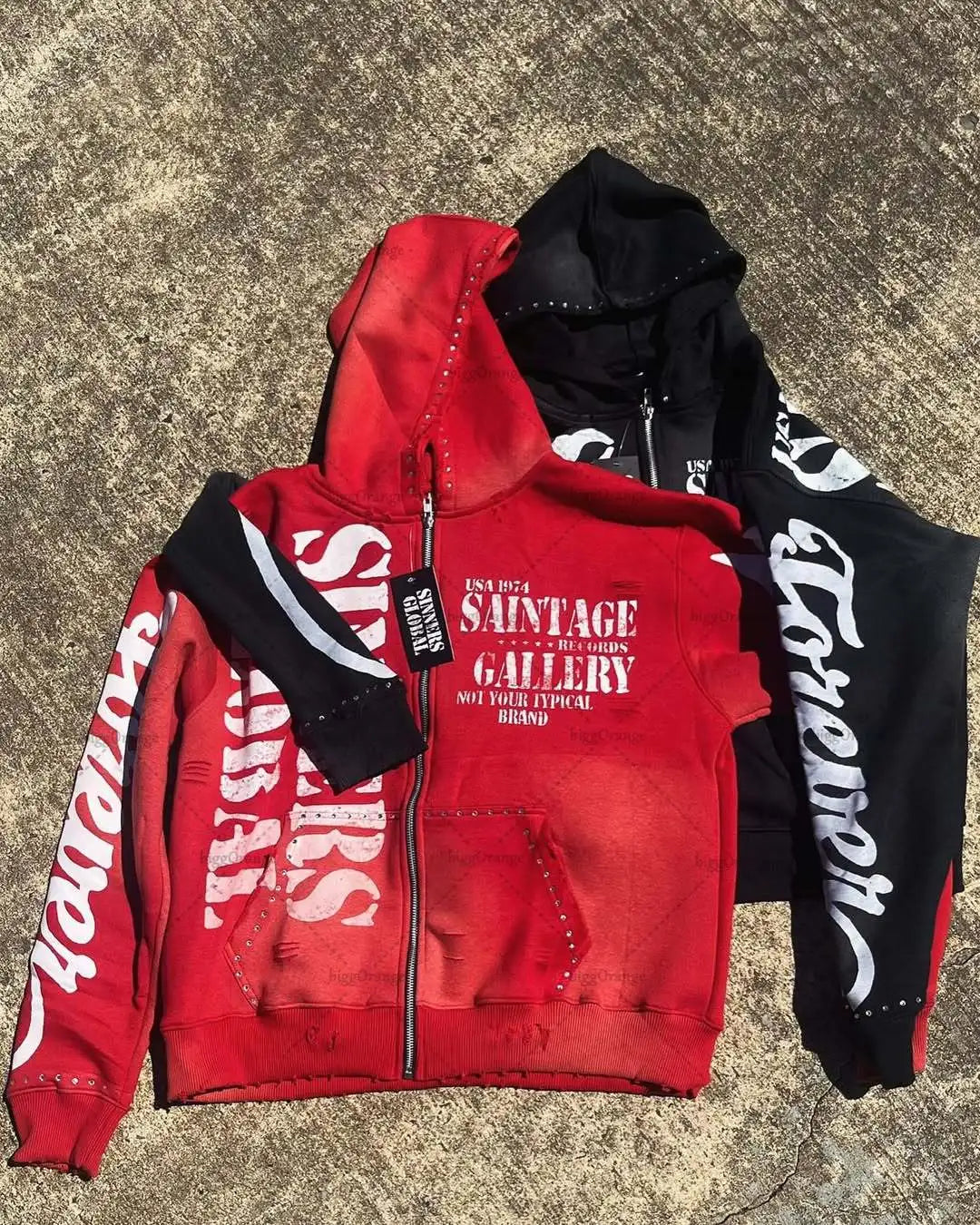 Casual Fashion Harajuku Letter Print Oversized Zipper Hoodie Men Y2K 2025 New American Hip-hop Rock Retro Loose Sweatshirt Women