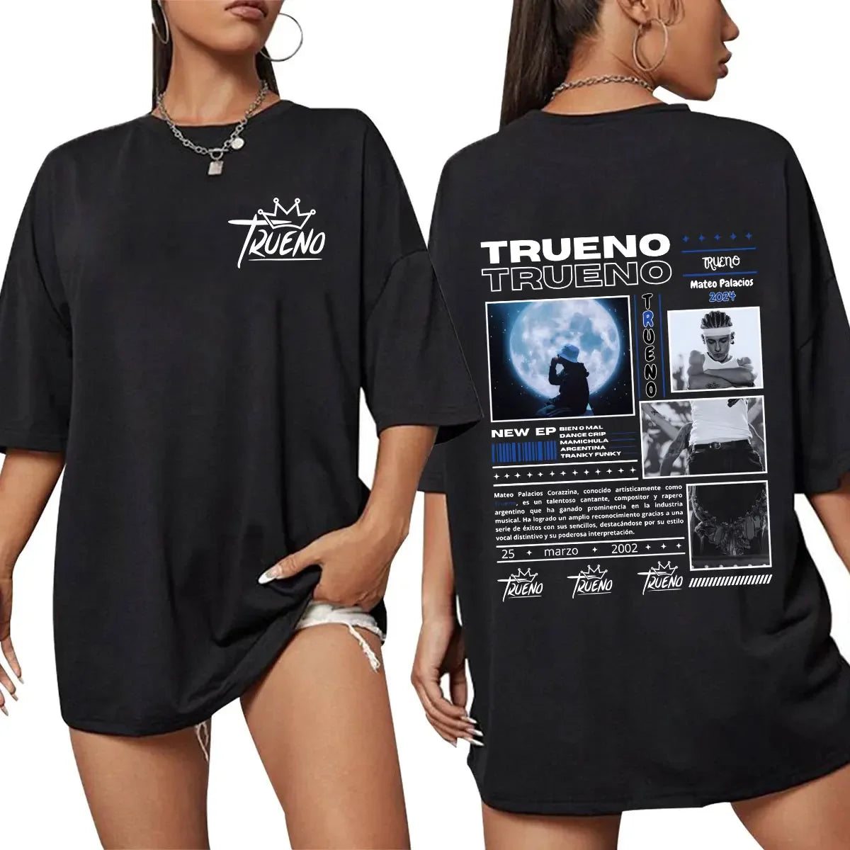 Rapper Trueno Album Tour Merch T-shirt Men Women Clothes Fashion Short Sleeve Tee Shirt Streetwear Cotton Loose T-shirts Unisex