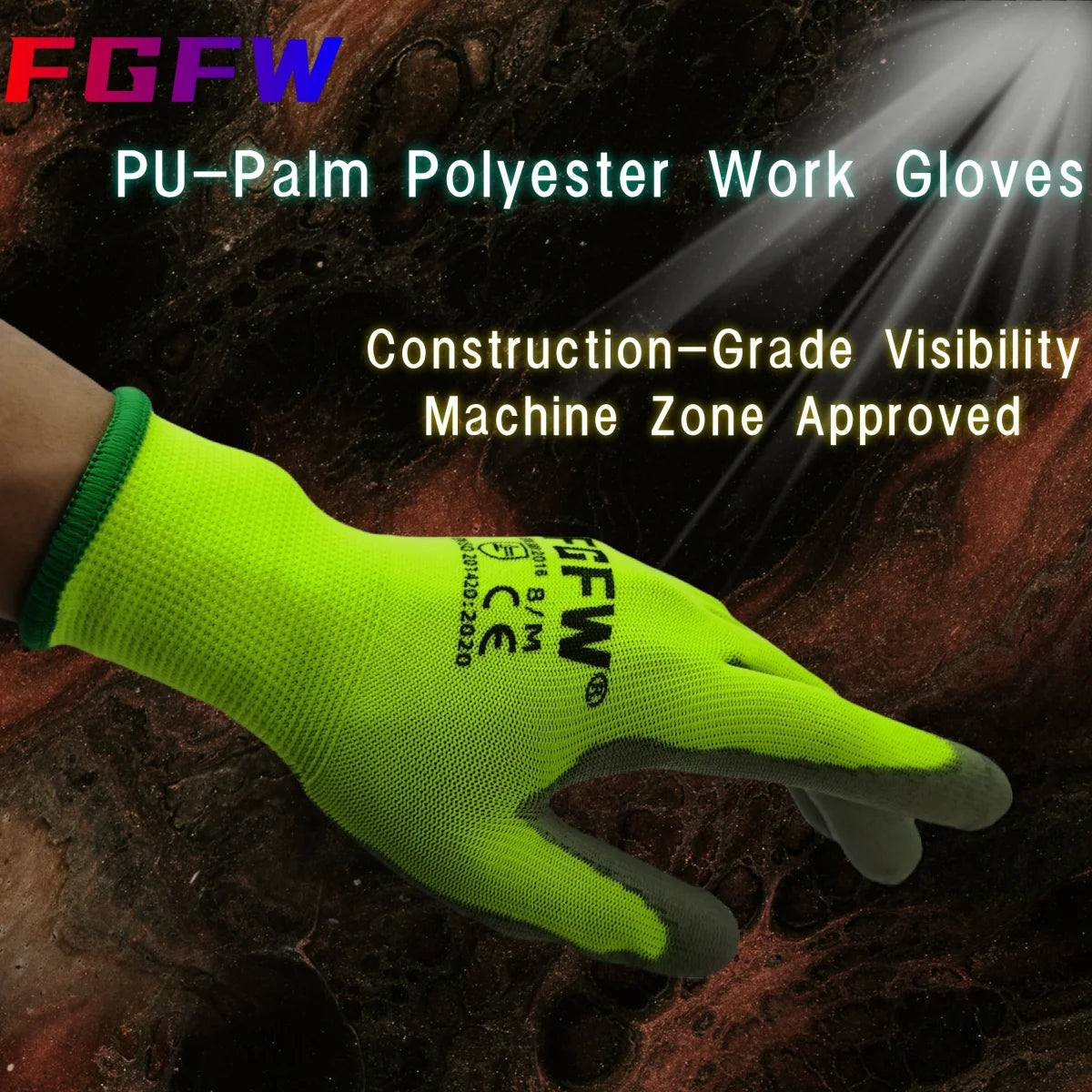 10 Pairs PU Coated Work Gloves – Lightweight, Durable Safety Gloves (EN 388/ISO20471 Certified)