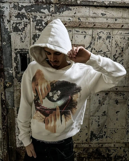 Y2K Retro Streetwear Big Eyes Print Women Fashion Sweatshirt Hip Hop Goth Loose Hoodie for Men and Women sweatshirt