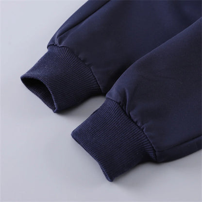 2PCS Spring and Autumn Baby Children's Long sleeved Simple Solid Color Polyester Little Bear Embroidered Hoodie Set of Two