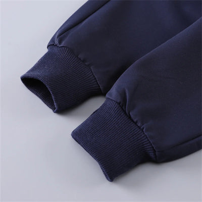 2PCS Spring and Autumn Baby Children's Long sleeved Simple Solid Color Polyester Little Bear Embroidered Hoodie Set of Two