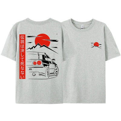 Japanese Style Car JDM Culture GTR Racing T Shirts Men Women Street Wear Original Design Oversized 100% Cotton Couple Tops Tees