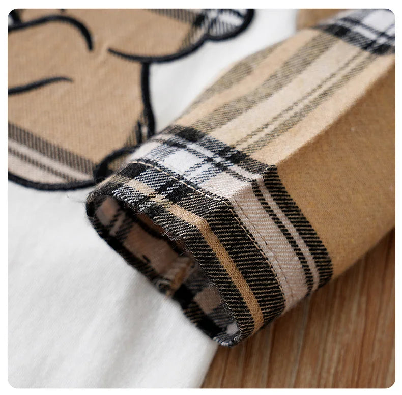 Newborn Clothes Gentleman Bear Embroidered Cotton Comfortable 0-18 Boys And Girls Spring And Autumn Long Sleeved Baby Jumpsuit