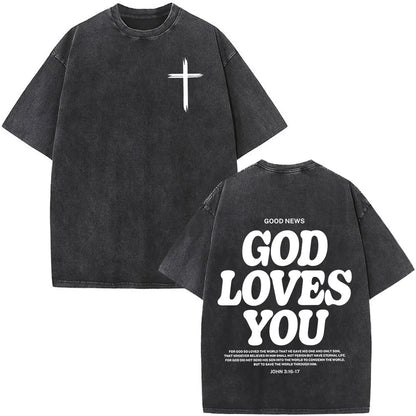 Christian Jesus Faith Over Fear Bible Verse Washed T-shirts Men Women Fashion Vintage Oversized T Shirts Harajuku Cotton T-shirt