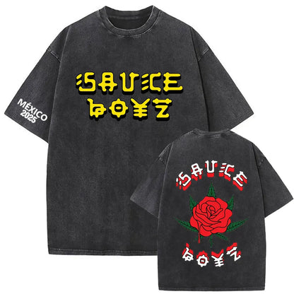 Limited Rapper Eladio Carrion Album Cover Washed Vintage T-shirt Summer Men Women Hip Hop Oversized Street Crewneck T Shirt Tops