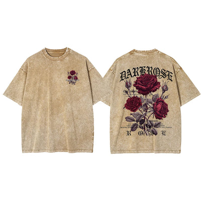 Red Roses Wrapped In Ribbons Printing Clothes Men Cotton Breathable Tee Clothes Oversized Casual Loose T-Shirts Short Sleeve