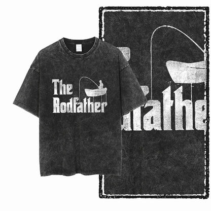 YB FISHING THEME Printed Cotton Acid Washed Exclusive Graphic Unisex T Shirt Cool Streetwear Men Tshirts Big Size Tee for men