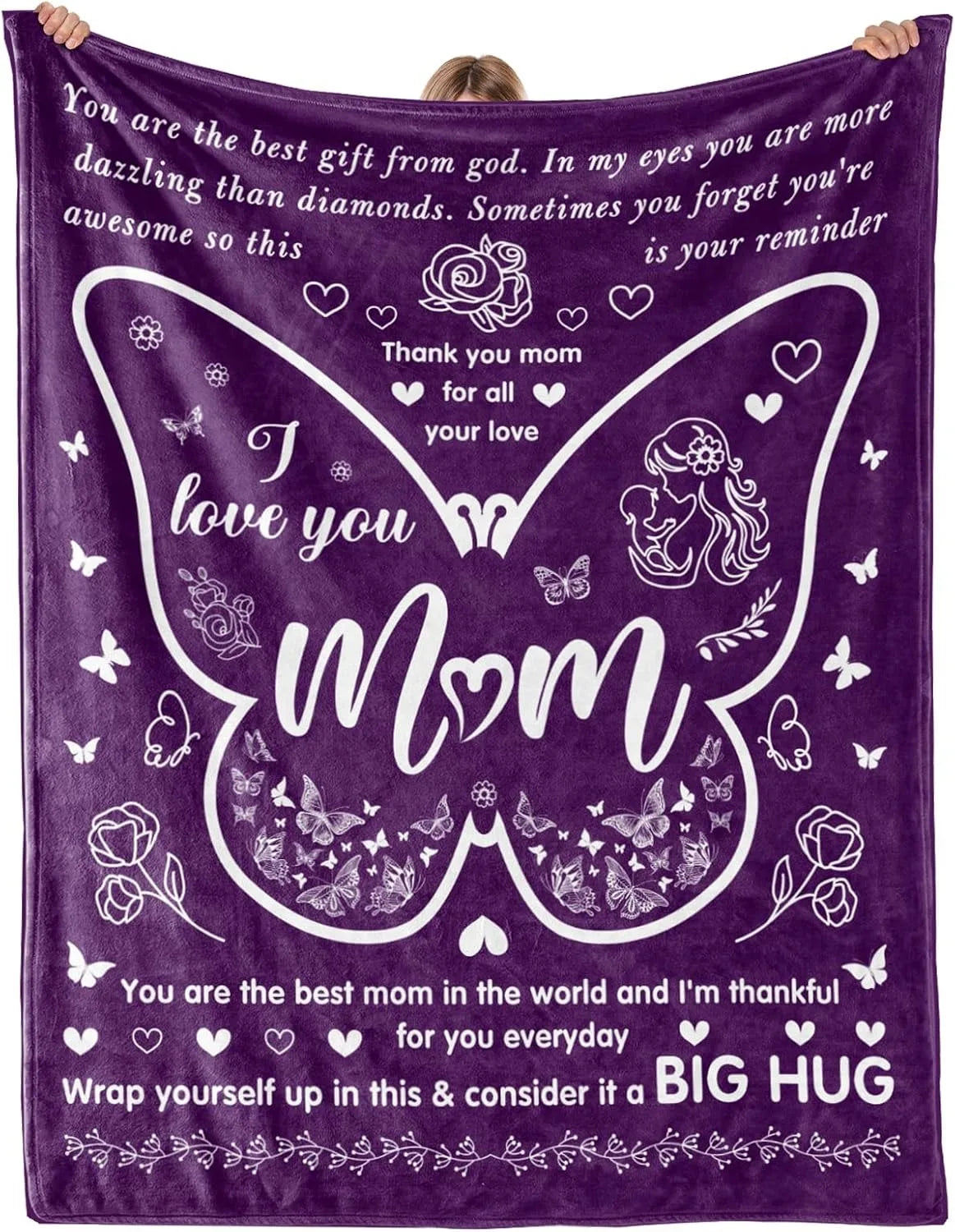 1PC Gift To Mom Thin Blanket for Anniversary Birthday Mothers Day Fathers day for Mom Dad Wife Sister Grandma Abuela Soft Throw