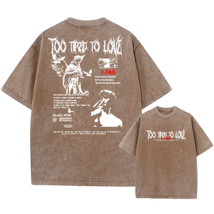 Y2k Acid Washed T Shirt Women Vintage Cotton T-shirts Harajuku Gothic Streetwear Soft Tees Girl Loose Fashion Print Tops Unisex