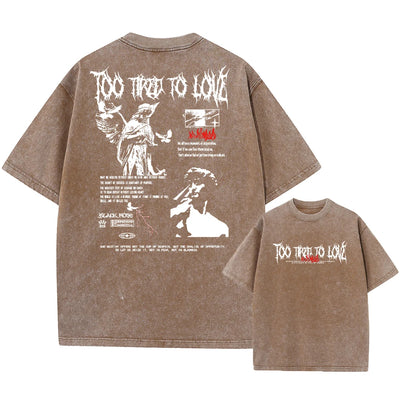 Y2k Acid Washed T Shirt Women Vintage Cotton T-shirts Harajuku Gothic Streetwear Soft Tees Girl Loose Fashion Print Tops Unisex