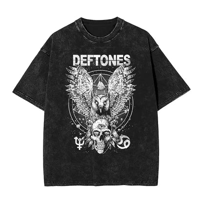 Hip Hop Deftones Men Women Plus Size Summer Washed T Shirt  Vintage Print Cotton Tshirt Fashion Design Tee Streetwear Unisex Top
