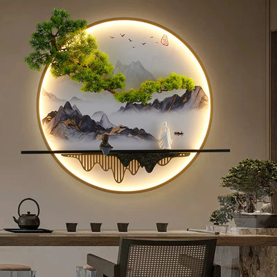 PLLY Modern Wall Picture Light Inside Creative Chinese Landscape Mural Sconces Lamp LED for Home Living Bedroom Study