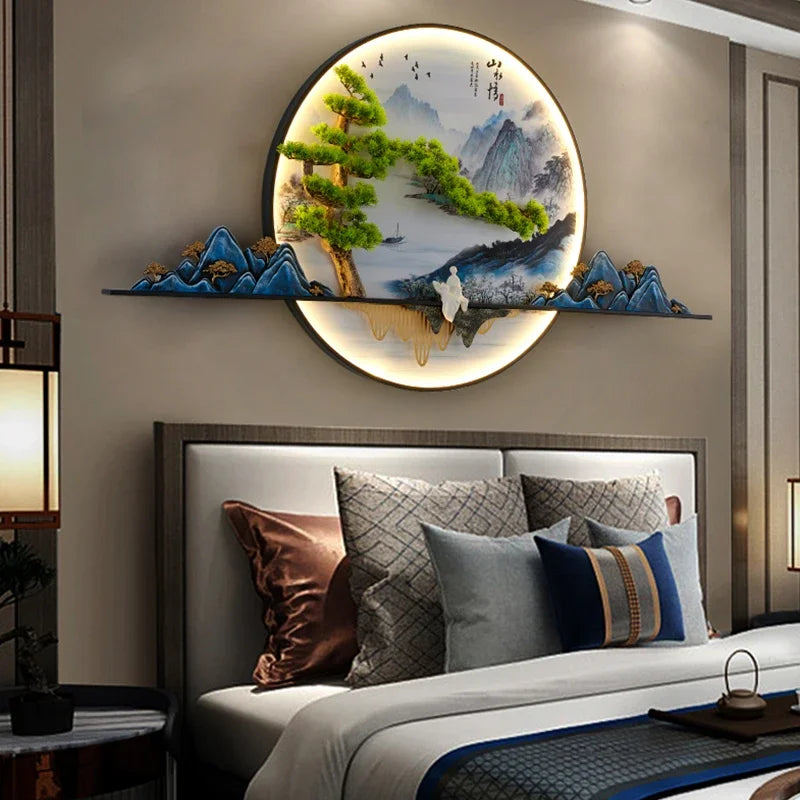 ANITA Modern LED Wall Picture Light Inside Creative Chinese Pine Landscape Mural Sconces Lamp for Home Living Bedroom Study