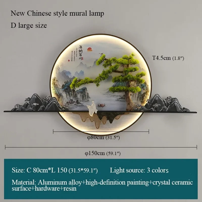 ANITA Modern LED Wall Picture Light Inside Creative Chinese Pine Landscape Mural Sconces Lamp for Home Living Bedroom Study