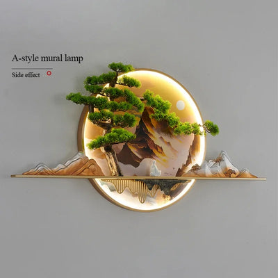 ANITA Modern LED Wall Picture Light Inside Creative Chinese Pine Landscape Mural Sconces Lamp for Home Living Bedroom Study