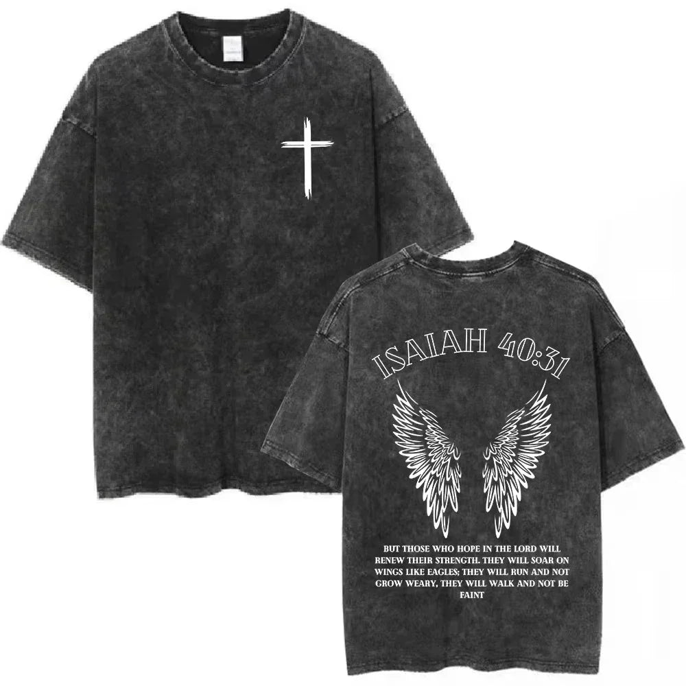 Salvation Jesus Paid It All Vintage Washed T Shirts Christian Bible Verse T-shirts Men Women Fashion Oversized Cotton Tshirts